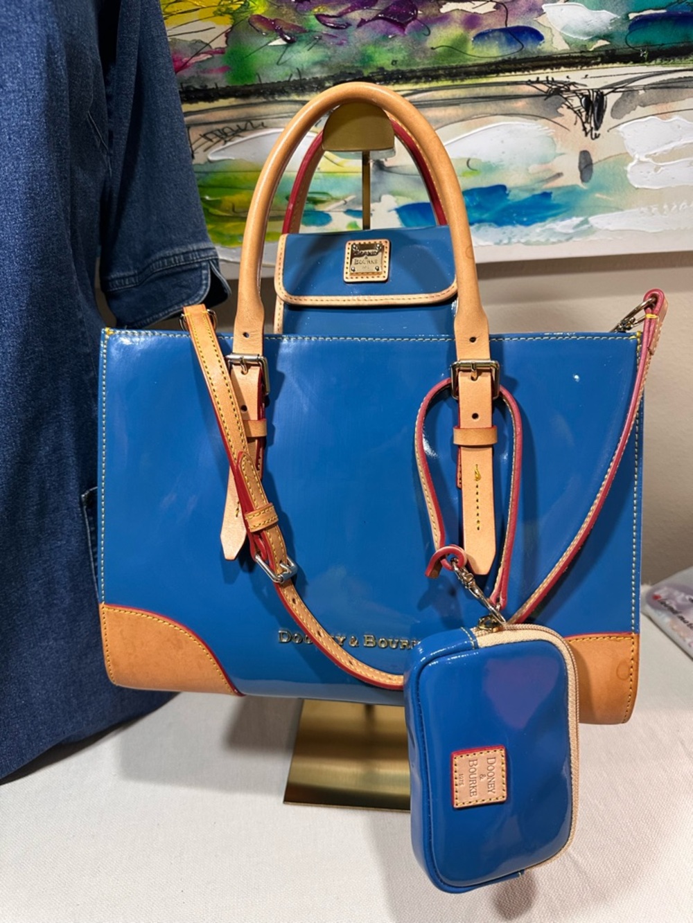 Dooney & Bourke Janine Patent Leather Satchel and 3 accessories!! 2021 Spring
